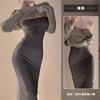 1171 lingerie sexy água morta sem gelo seda cadarço vestido puro quadril exposto tentação transparente suéter conjunto mulheres