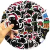 50 Pegatinas de Graffiti de Gato Negro Navideño de Dibujos Animados Decorar Guitarra Cuaderno Equipaje DIY Impermeable Venta al por Mayor Transfronteriza