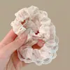 Goma para el pelo de estilo coreano, tamaño extragrande, de intestino de cerdo, estilo casual para niñas, linda cuerda floral para coleta con lazo