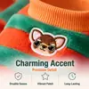 Suéter de Forro Polar Rayado para Perros Suave Cálido Ropa de Invierno para Perros Verde y Naranja para Perros Pequeños y Medianos