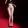 Medias Sexys Aurora Brillantes de Una Línea sin Entrepierna, Pantimedias Sedosas de Brillo Aceitoso, Medias de Bikini Ultradelgadas con Correas