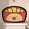 Tapete de Piso para Baño de Capibara, Dibujo Animado de Hamburguesa y Cola, Tapete Absorbente para Pies, Tapete Antideslizante para Baño, Tapete para Puerta de Entrada