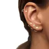 Pendientes de aro liso europeos y americanos para mujer, tachuelas para piercing, nicho, simples, versátiles, aros de cerámica, pendientes de temperamento, ganchos para orejas