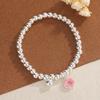 Presente Original Dia das Crianças Pulseira Infantil em Prata Esterlina s925 Fofo Donut Rosa Sino Contas Redondas Cordão da Sorte Joia