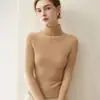 Suéter 100% caxemira pura para mulheres, gola alta, nova blusa base de malha slim-fit de cor sólida para outono e inverno