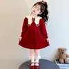 Vestido de Año Nuevo para Niñas Invierno 2026 Nuevo Vestido de Lana Rojo Elegante para Niños Ropa de Invierno para Bebé Vestido
