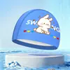 Gorro de Natación Infantil de PU para Niños y Niñas, No Aprieta la Cabeza, Protección para los Oídos, Lindo Gorro de Natación Recubierto de PU con Dibujos Animados, Al por Mayor en Stock