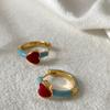 Hermosos pendientes con esmalte rojo en forma de gota, pendientes personalizados de moda de nicho, pendientes con hebilla de anillo de estilo frío