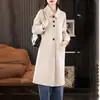 Abrigo de Lana Doble Faz para Mujer, Estilo Largo con Cuello de Muñeca, Cárdigan que Reduce la Edad, Abrigo de Lana Completa Simple Holgado Línea A