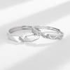 Anillo de pareja de plata esterlina S925 con forma de corazón, anillo de boda abierto de lujo ligero y de alta calidad, regalo