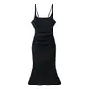 Venta Caliente Transfronteriza AliExpress Nuevo Llegado Primavera 2026 Vestido de Tirantes Espagueti con Cintura Ceñida y Pliegues, Estilo de Temperamento a la Moda, Corte Delgado, Cuatro Colores