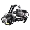 Farol de Cabeça LED Recarregável para Pesca Noturna ao Ar Livre com Zoom de Longo Alcance Transfronteiriço Laser Branco + Sensor de Luz Forte COB
