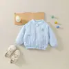 Jaqueta de algodão leve para bebê, novo estilo outono/inverno, jaqueta acolchoada com gola bomber para bebês e crianças pequenas, unissex, com bordado de desenho animado