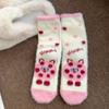 Calcetines de Visón Rosa Visón de Terciopelo para Mujer Estilo Coreano con forro polar Calcetines Gruesos Cálidos para Dormir Invierno Lindo Peludo Calcetines de Luna