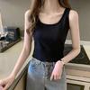 Camisola de punto de seda fría de hielo 2024 para mujer, nueva camiseta de verano, ajustada, sin mangas, para comercio exterior
