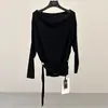 Suéter Tejido Jianhe 2026 Primavera Estilo Minimalista Versátil Usable Hombros Descubiertos Manga Murciélago de Tencel para Mujer 59306