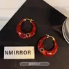 2025 Nuevos Pendientes Colgantes de Esmalte Rojo Retro de Lujo Ligero Moda Minimalista Elegantes Pendientes Rojos Ankora