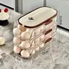 Caja de Almacenamiento de Huevos con Puerta Lateral para Organizar y Guardar en el Refrigerador, Organizador de Huevos Rodante de Grado Alimenticio, Estante de Conservación
