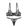 Lingerie sexy europeia e americana estilo francês, sutiã de renda bordada, minimiza seios grandes, previne flacidez, conjunto de sutiã e calcinha para mulheres