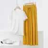 Conjunto de camiseta casual suelta fina de modal para mujer, primavera y verano, estilo coreano, manga corta, talla grande, conjunto delgado de dos piezas