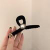 Pérola retrô francesa reunindo grampo de cabelo outono e inverno elegante grampo de cabelo grande cabeça traseira clipe de tubarão headwear para mulheres