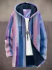 2025 Cardigan Casual con Cremallera y Capucha para Hombre con Patrón Multicolor de Algodón Chaqueta con Forro Gris DIY