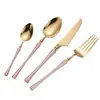 Acero inoxidable 304 cuchillo de hoja estrecha, tenedor y cuchara para uso doméstico, hotel, cuchillo y tenedor para bistec, cuchara para postre, acabado espejo, juego de cubertería occidental