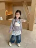 Suéter Infantil KT 2026 Outono/Inverno Top Tricô Coreano para Meninas com Babado para Usar com Jeans, Roupa Infantil da Moda