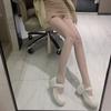Medias de Seda Negras Sexy Delgadas Color Leche Blanco Pantalones de Base de Sarga con Puntos Ondulados Calcetines Largos para Mujer Primavera y Verano Estilo Japonés