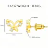 Pendientes de mariposa minimalistas coreanos estilo ins transfronterizos con diseño único, pendientes de circón huecos engastados a mano, directo de fábrica