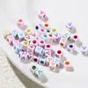 6*6mm Abalorios Acrílicos de Agujero Grande Cuentas Sueltas Coloridos Goteo de Aceite Letras Inglesas Cuentas Cuadradas Material para Manualidades con Cuentas