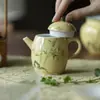 Tetera de Bambú Sombra de Piedra Pintada a Mano de las Dinastías Tang y Song, Juego de Té Kung Fu con Filtro de Agujero de Bola, Tetera de Cerámica para el Hogar, Tetera de Mano