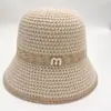 Chapéu de Palha Estilo Primavera e Outono com Letras Pequenas Vazadas Respirável Dobrável Chapéu de Pescador para Mulheres