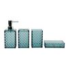 Baño plástico de cuatro piezas transparente cuadros diamante fábrica mayoreo baño enjuague bucal soporte para cepillo juego de cuatro piezas