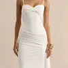 Vestido strapless europeo y americano con bustier retorcido cruzado, volantes laterales y cintas, corte ajustado, bodycon, vestido largo de cola de pez