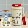 Nova caneca térmica e que mantém o frio, design de maçã arco-íris com ponto vermelho, um presente para meninas, portátil para uso ao ar livre, caneca de café estilosa para estudantes