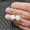 Fivela de Jade Branco Hotan de Xinjiang Brincos de Jade Brincos de Jasmim de Jade Branco Suet Platina Brincos