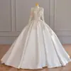 Vestido de Noiva Estilo Francês 2026 Novo Modelo Noiva Manga Longa Bordado Pesado Decote V Cetim Alta Qualidade Estilo Palácio Vestido Principal de Casamento