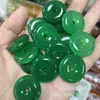 Novo Pingente de Jade Tipo Gelo Estilo Chinês com Inclusões Verdes, Pingente Anel de Segurança de Jade Quartizito, Presente de Feriado para Idosos