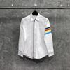 Camisa TIME BREATHE tb para Homens e Mulheres Outono Novo Arco-Íris Zíper de Quatro Barras Manga Longa Camisa com Lapela