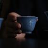 Taza de té de cerámica pintada a mano con espacio en blanco para caligrafía, adecuada para todas las estaciones, taza individual para uso doméstico