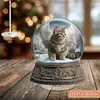 Impresión Plana Transfronteriza 2D Plano Rotación 360 Giratorio Acrílico con Diseño de Gato Ángel y Escena de Nieve