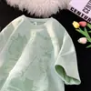 Gamuza Estampado Divertido Creativo Cool Cuello Redondo Manga Corta para Hombre Primavera y Verano Delgada Moderna Sencilla Casual Media Manga