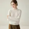 Novo Suéter de Malha Gola Redonda 100% Caxemira Outono/Inverno 2026 para Mulheres, Suéter Pulôver de Corte Justo, Camada Base