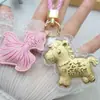 Llavero de Oro Puro 999 "Hazte Rico al Instante", Regalo de Año Nuevo del Año del Caballo, Colgante de Caballo Pequeño, Recuerdo para la Prosperidad Instantánea