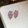 Pendientes de plata con forma de aguja, diamantes superbrillantes, flores moradas y perlas, pendientes de lujo de moda, pendientes franceses de alta gama al por mayor