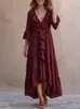 Vestido Informal Vintage de Manga Campana de Tres Cuartos con Cuello en V y Volantes, Nuevo Otoño 2026, Transfronterizo Europeo y Americano, Amazon