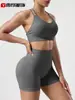 Conjunto de Roupas de Yoga Transfronteiriças para Mulheres Verão Esportes ao Ar Livre Secagem Rápida Shorts de Yoga Ciclismo Fitness Colete Top Roupas Fitness