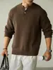 Suéter de Punto Jacquard Texturizado de Hilo Grueso (7 Gauge) con Hombro Caído y Cuello en V Pequeño para Hombre, Estilo Old Money Italiano, Tejido de Punto Acanalado Primavera 2026