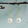 Pendientes de Perla Grande con Hebilla en U Estilo Francés Colgante de Perla Grande Pendientes para Mujer Lujo Ligero Temperamento Celebridad de Internet Moda Pendientes de Perla para el Día a Día